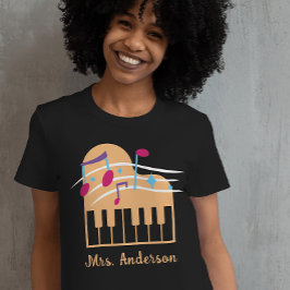 Anpassat namn Piano Music Teacher Black T Shirt