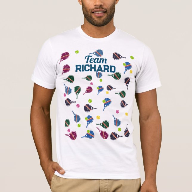 Anpassat namn Pickleball Sports Team färgstark T Shirt (Framsida)