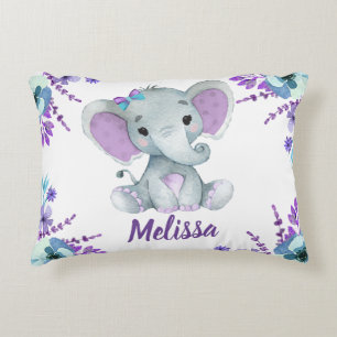 Anpassat namn Pillow (lila teal elefant) Prydnadskudde