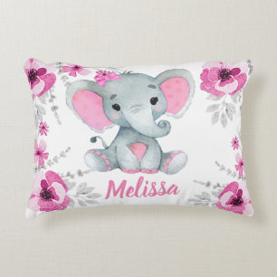 Anpassat namn Pillow (rosa teal elefant) Prydnadskudde