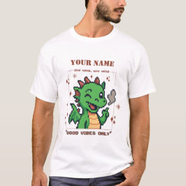 Anpassat namn Pixel Dragon Tee - Retro 8-bitars Cu
