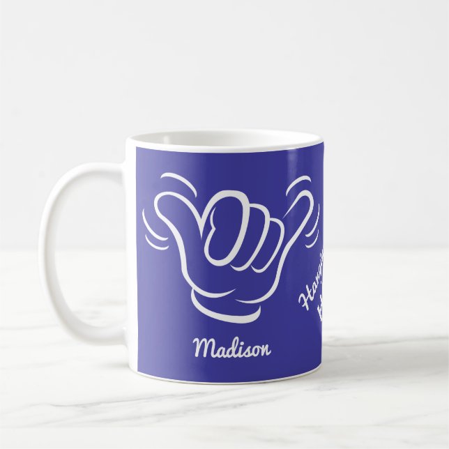 Anpassat namn, plats och Färg Shaka Kaffemugg (Vänster)