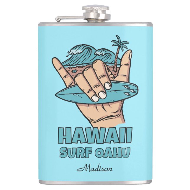 Anpassat Namn & Plats Surf Shaka Fickplunta (Framsidan)