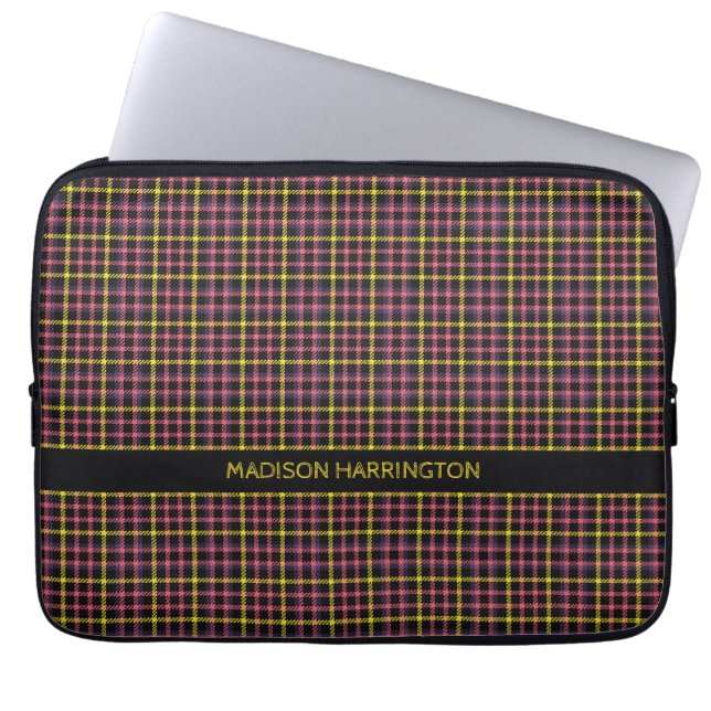 Anpassat namn Play/Tartan Mönster Laptop Fodral (Framsidan)