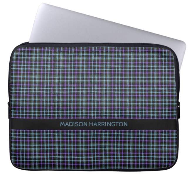 Anpassat namn Play/Tartan Mönster Laptop Fodral (Framsidan)