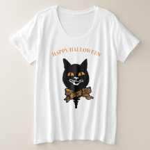 ANPASSAT NAMN PLUS T-SHIRT ART NOUVEAU CAT HALLOWE