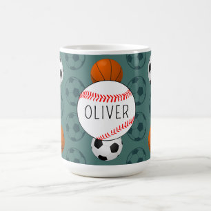 Anpassat Namn Pojkar Sport Baseboll Mönster Barn Kaffemugg
