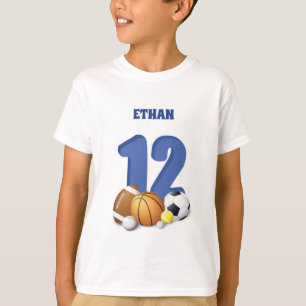 Anpassat Namn Pojke 12-årsdag Sportbollar T Shirt