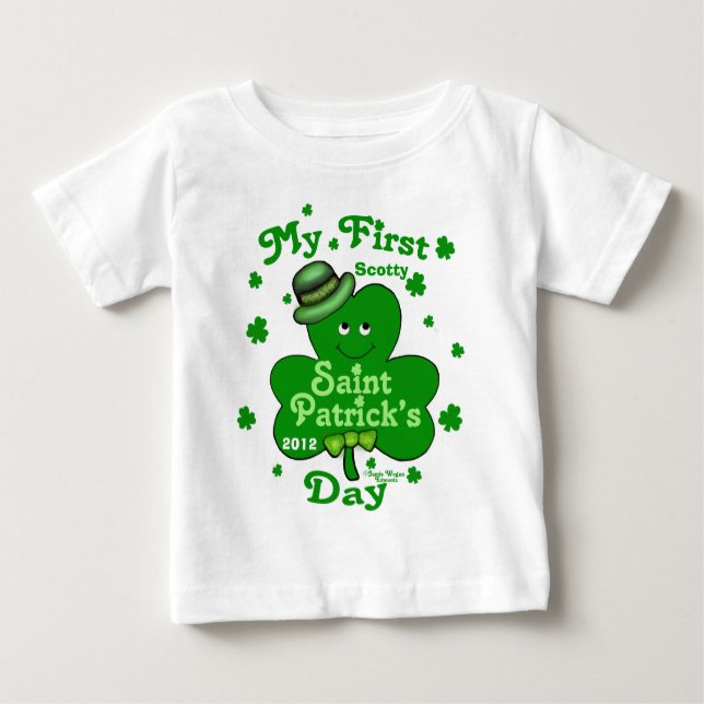 Anpassat namn Pojke först St. Patrick's Day T Shirt (Framsida)