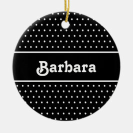 Anpassat namn Polka Dot Black and White Julgransprydnad Keramik