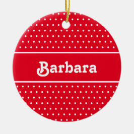 Anpassat namn Polka-punkt Röd och vit Julgransprydnad Keramik
