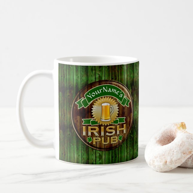 Anpassat namn Pub Irish Pub Sign St patricks day Kaffemugg (Med munk)
