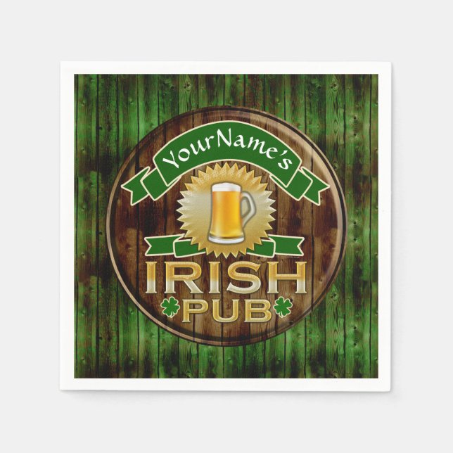 Anpassat namn Pub Irish Pub Sign St patricks day Pappersservett (Framsidan)