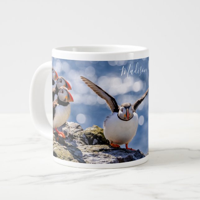 Anpassat namn Puffins jumbo mugg (Framsida vänster)
