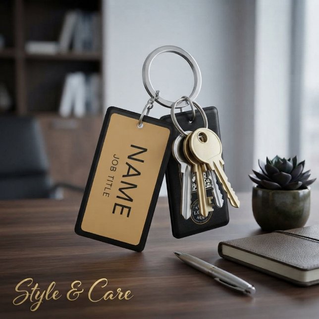 Anpassat namn & QR-kod rektangulär nyckelring (2-s (Custom Name & QR Code Rectangle Keychain (2-Sided))