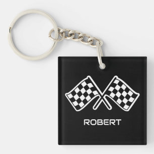 Anpassat Namn Racing Rutiga Flaggor Svart