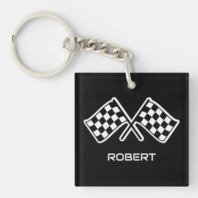Anpassat Namn Racing Rutiga Flaggor Svart (Framsidan)