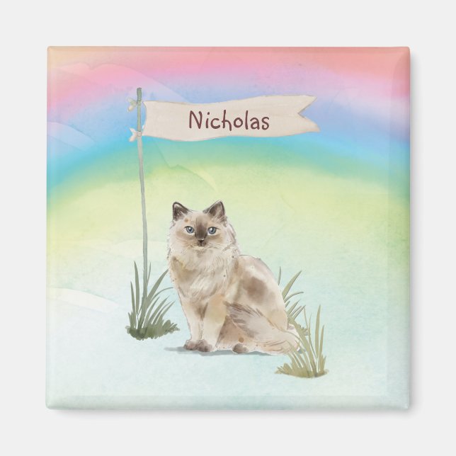 Anpassat namn Ragdoll Cat Pet Magnet (Framsidan)