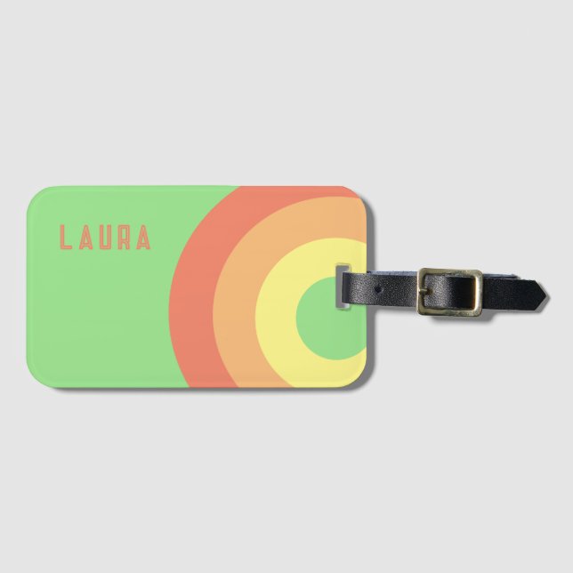 Anpassat namn Rainbow Target – grön, Persika  Bagagebricka (Framsida horisontal)