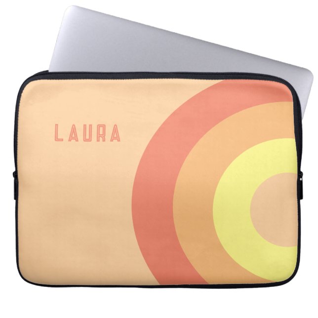 Anpassat namn Rainbow Target – rosa, Persika  Laptop Fodral (Framsidan)