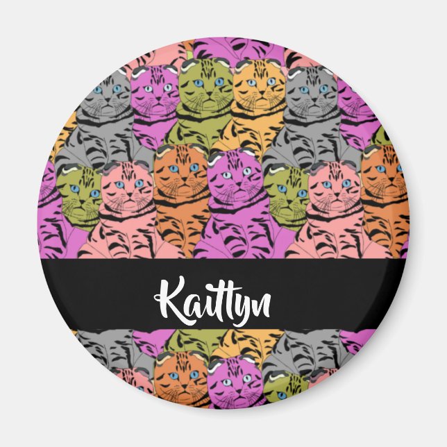 Anpassat namn rand kattunge magnet (Framsidan)