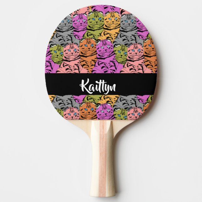 Anpassat namn rand kattunge pingisracket (Framsidan)