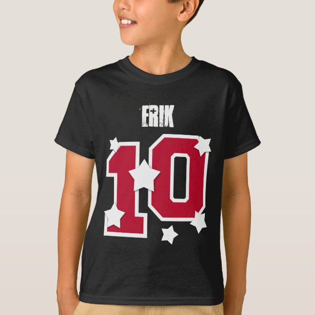 Anpassat namn RED NUMBERS V21 10:e födelsedag T Shirt (Framsida)