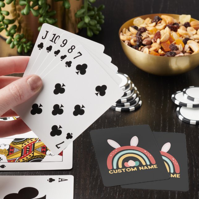 Anpassat namn Regbow Egg Bunny Ear Cute Påsk Casinokort (På plats)