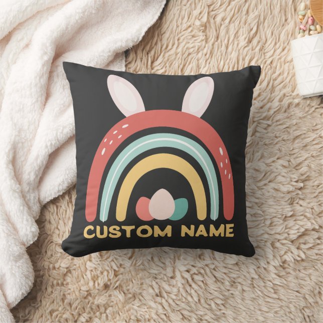 Anpassat namn Regbow Egg Bunny Ear Cute Påsk Kudde (Filt)