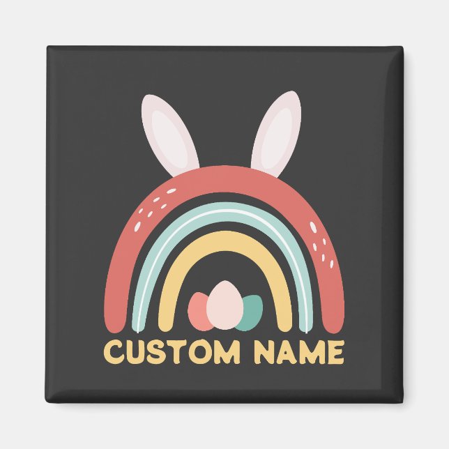 Anpassat namn Regbow Egg Bunny Ear Cute Påsk Magnet (Framsidan)