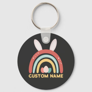 Anpassat namn Regbow Egg Bunny Ear Cute Påsk Nyckelring