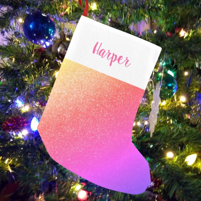 Anpassat namn Regbow Glitter Liten Julstrumpa (Skapare uppladdad)
