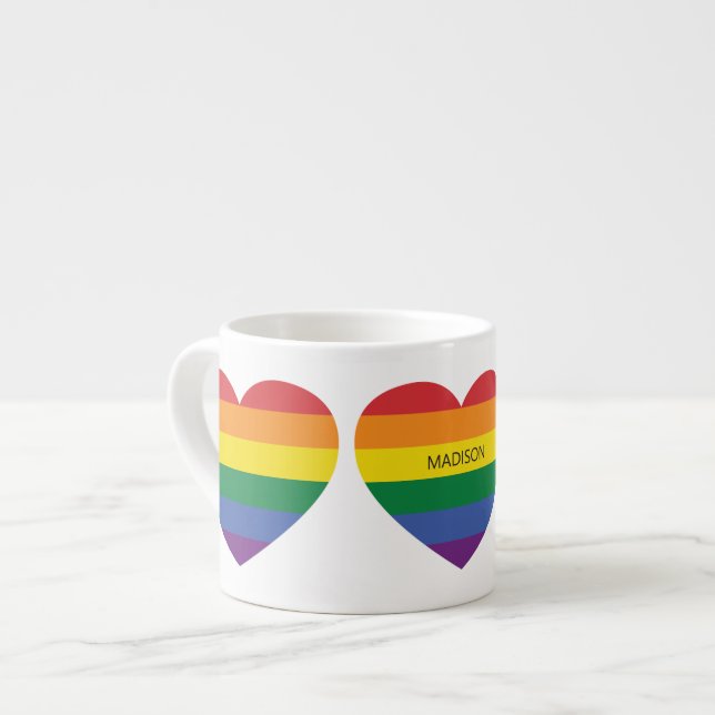 Anpassat namn Regbow Heart Espressomugg (Framsida vänster)