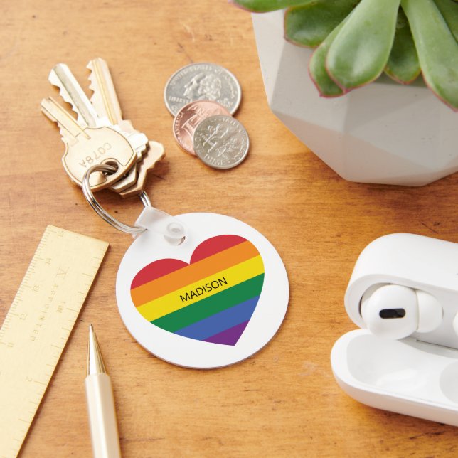 Anpassat namn Regbow Kärlek Nyckelring (Skrivbord)