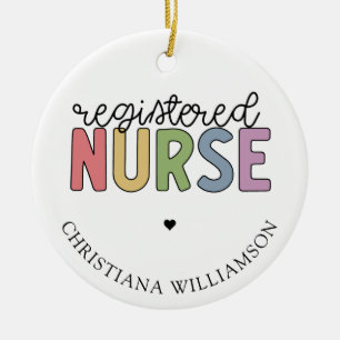 Anpassat namn Registrerat Nurse RN Nurse Studenten Julgransprydnad Keramik