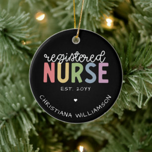Anpassat namn Registrerat Nurse RN Nurse Studenten Julgransprydnad Keramik