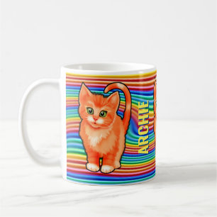 Anpassat namn regnbågar och kattunge Mugg. Kaffe M Kaffemugg