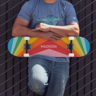 Anpassat namn Regnbåge Färg Mini Skateboard Bräda 18,5 Cm