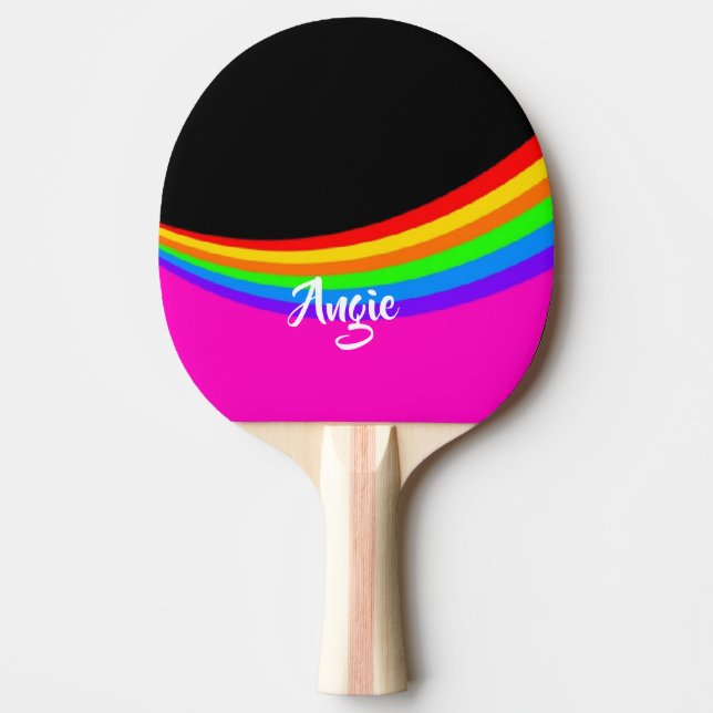 Anpassat namn, regnbågsmönster pingisracket (Framsidan)