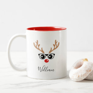 Anpassat namn Reindeer Ansikte jul Mugg
