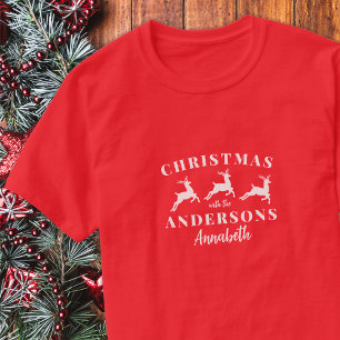 Anpassat namn Reindeer Matchning Familjejul T Shirt