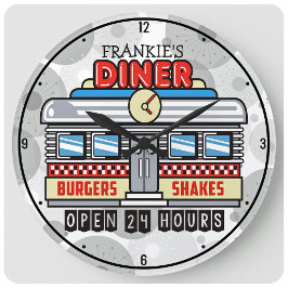 Anpassat namn Retro 50s Middag - nostalgiskt fel Stor Klocka