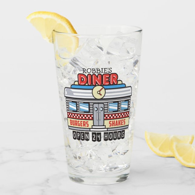 Anpassat NAMN Retro 50s Middag - signera femtio at Glaskopp (Framsida Ice)