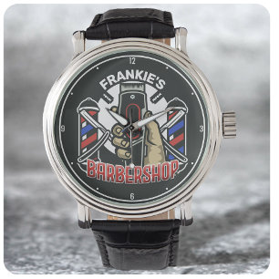 Anpassat namn Retro Barber Shop Pole Barbershop Armbandsur
