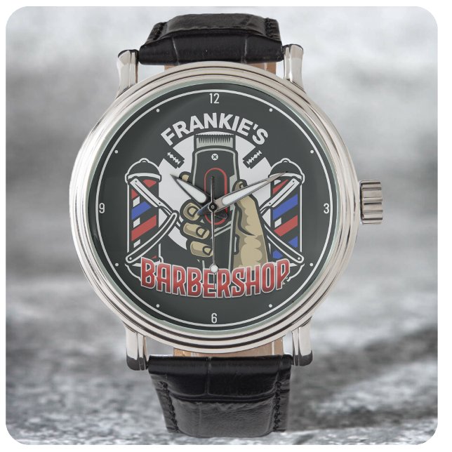 Anpassat namn Retro Barber Shop Pole Barbershop Armbandsur (Skapare uppladdad)