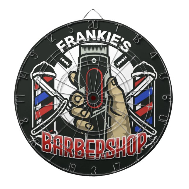 Anpassat namn Retro Barber Shop Pole Barbershop Darttavla (Framsidan)