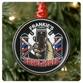 Anpassat namn Retro Barber Shop Pole Barbershop Julgransprydnad Metall