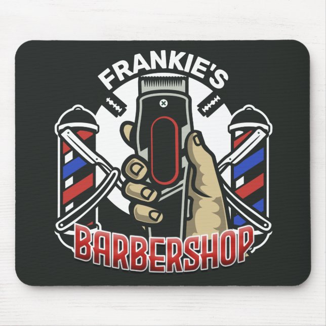 Anpassat namn Retro Barber Shop Pole Barbershop Musmatta (Framsidan)