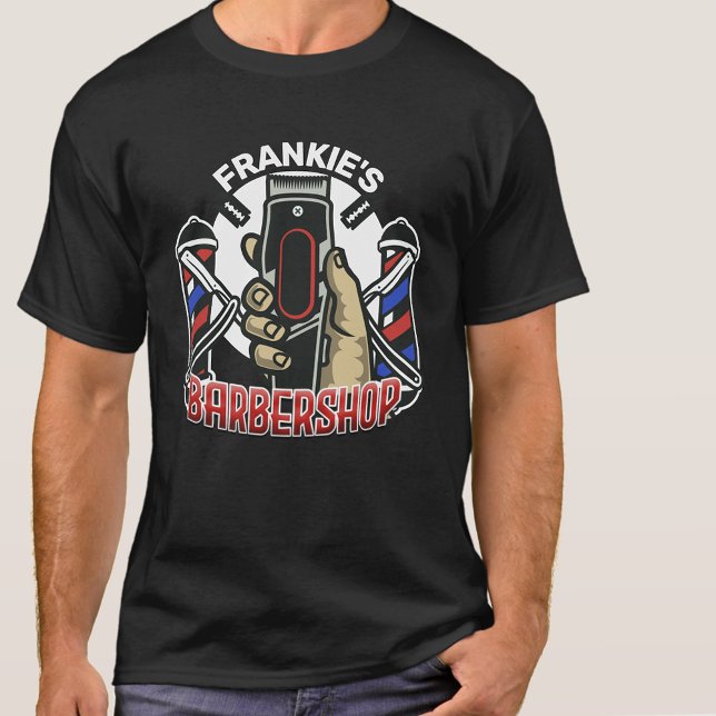 Anpassat namn Retro Barber Shop Pole Barbershop T Shirt (Skapare uppladdad)