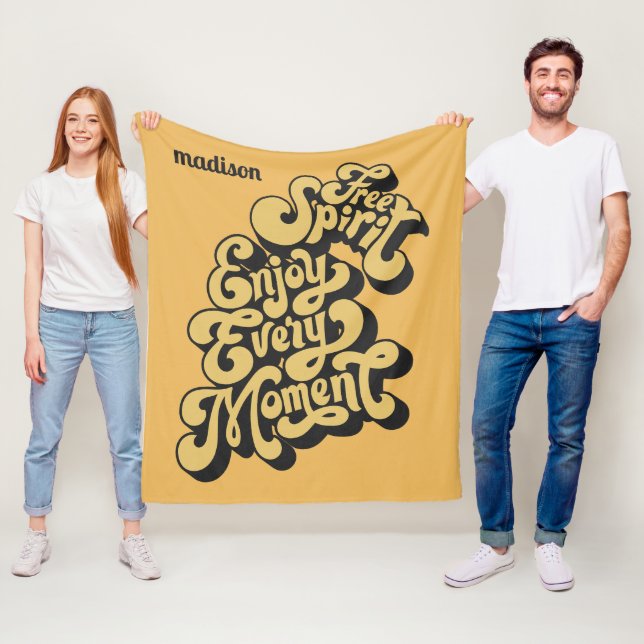 Anpassat namn Retro "Free Spirit" Fleecefilt (På plats)